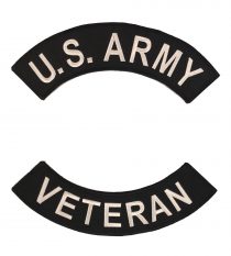 Made In The USA White On Black US Army Veteran Rocker Patch Set