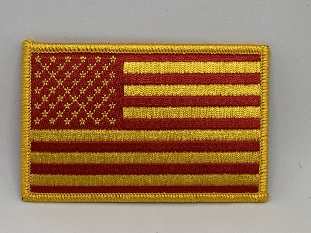 US FLAG GOLD ON RED PATCH ABC PATCHES