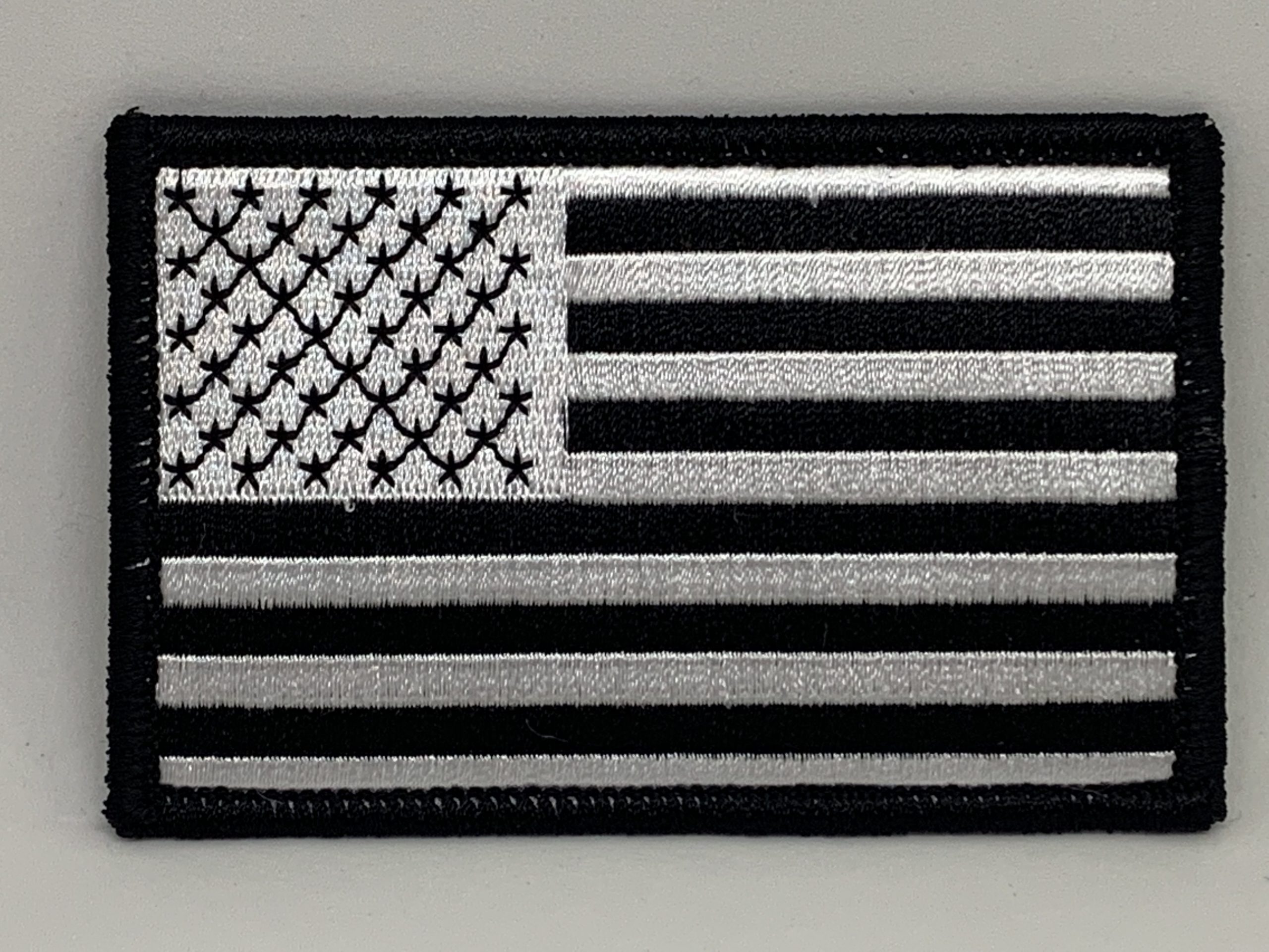 US Flag Patch 1x3 - Black-White