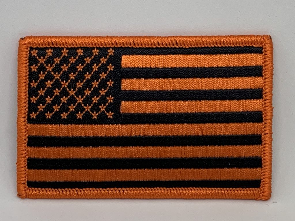 US FLAG ORANGE ON BLACK PATCH – ABC PATCHES