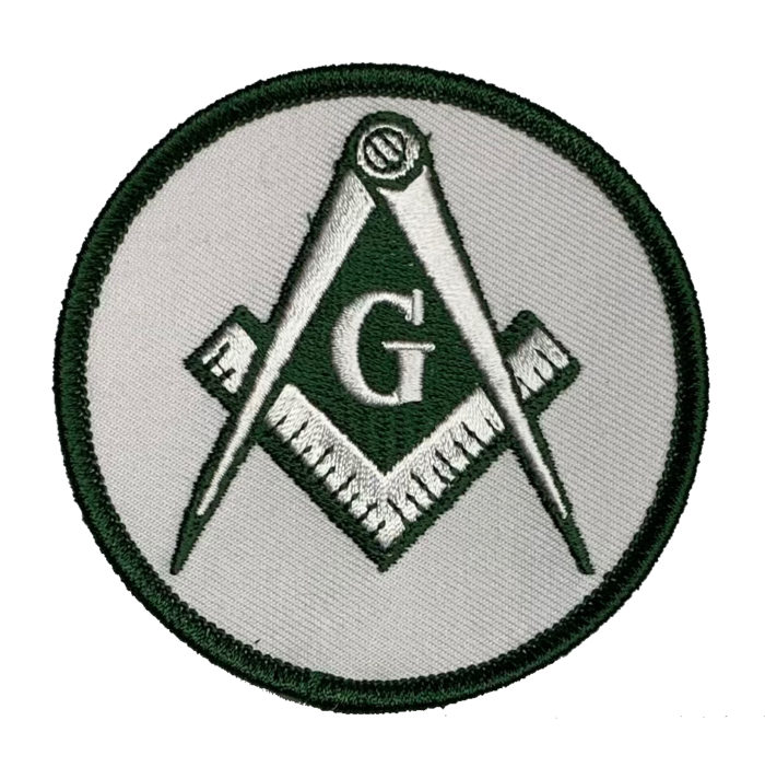 MASONIC SQUARE AND COMPASS ON WHITE PATCH