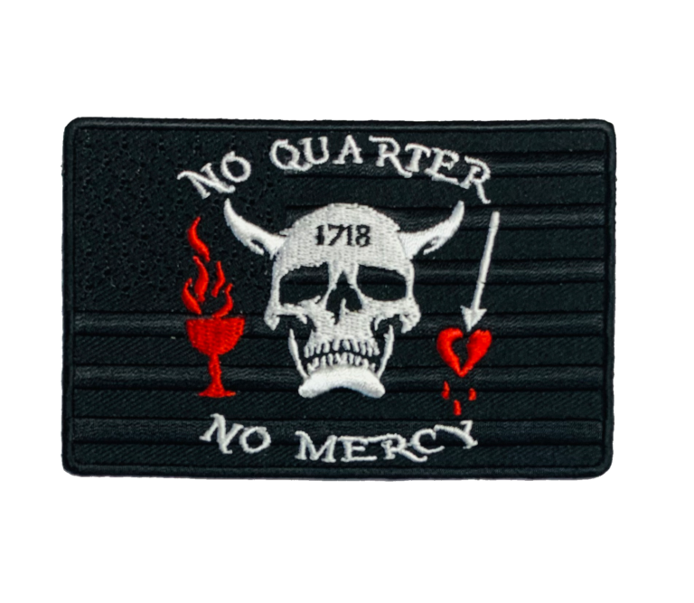 DISTRESSED U.S. FLAG NO QUARTER NO MERCY BLACK BEARD LOGO PATCH | ABC