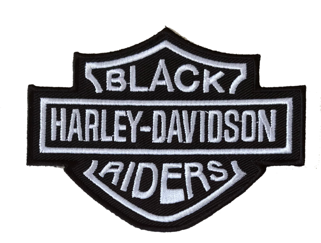 BLACK HARLEY DAVIDSON RIDERS BAR AND SHIELD PATCH ABC PATCHES