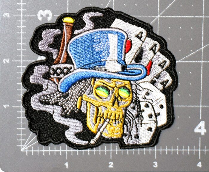 DEATH SKULL TOP HAT ACES & DICE PATCH - Image 2