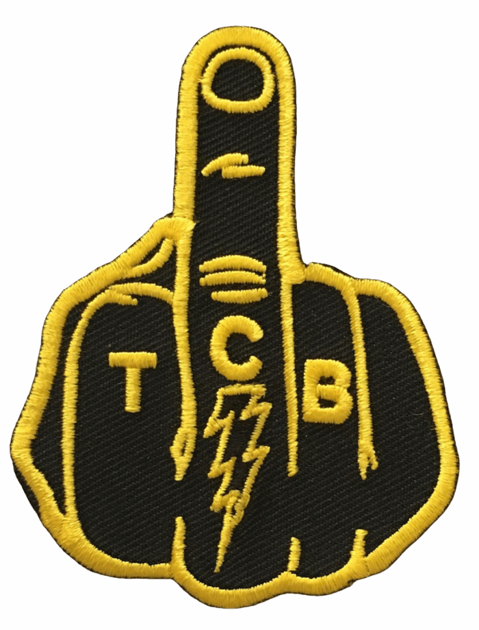 TCB MIDDLE FINGER PATCH YELLOW ON BLACK
